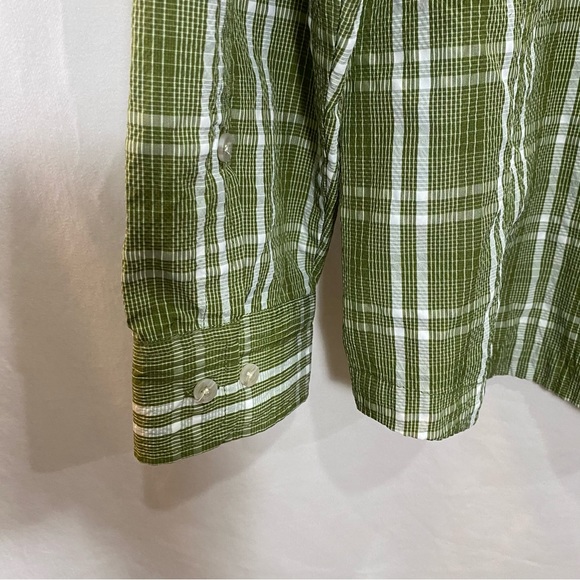 L.L. Bean Cool Weave Performance Outdoor Green Plaid Fishing UPF Outdoor Shirt - Picture 7 of 10